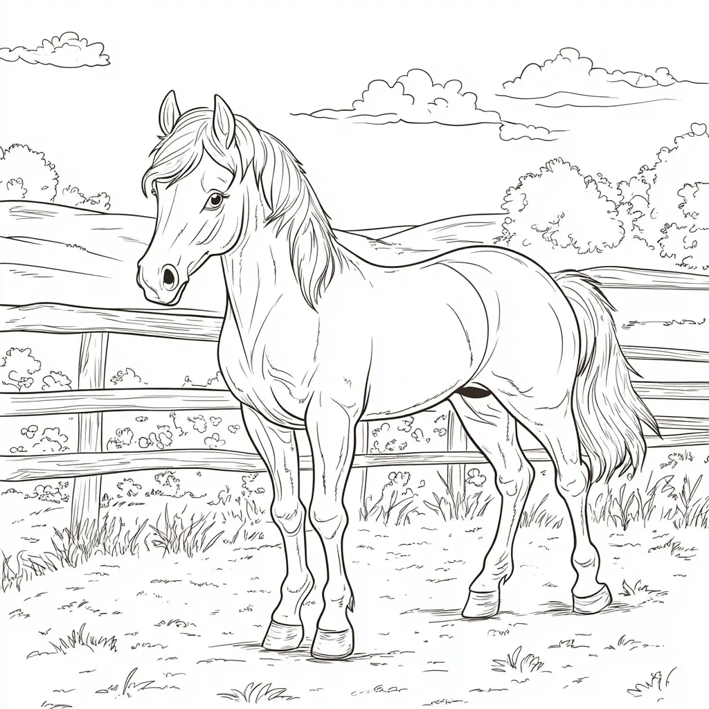 Caballo en la ladera: Dibujos de caballos para colorear ❤️ | Minenito