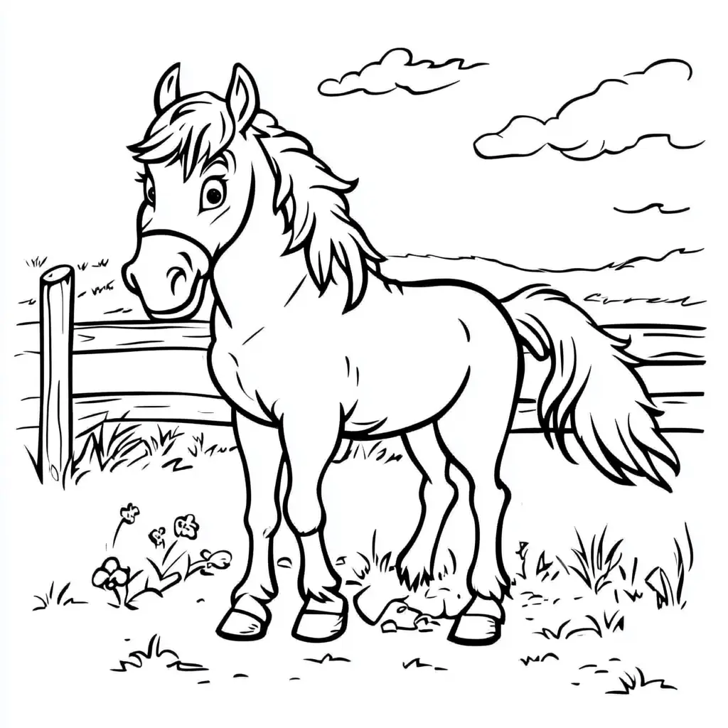 Caballo en la tarde: Dibujos de caballos para colorear ❤️ | Minenito