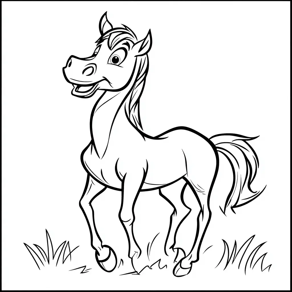 Caballo gracioso: Dibujos de caballos para colorear ❤️ | Minenito