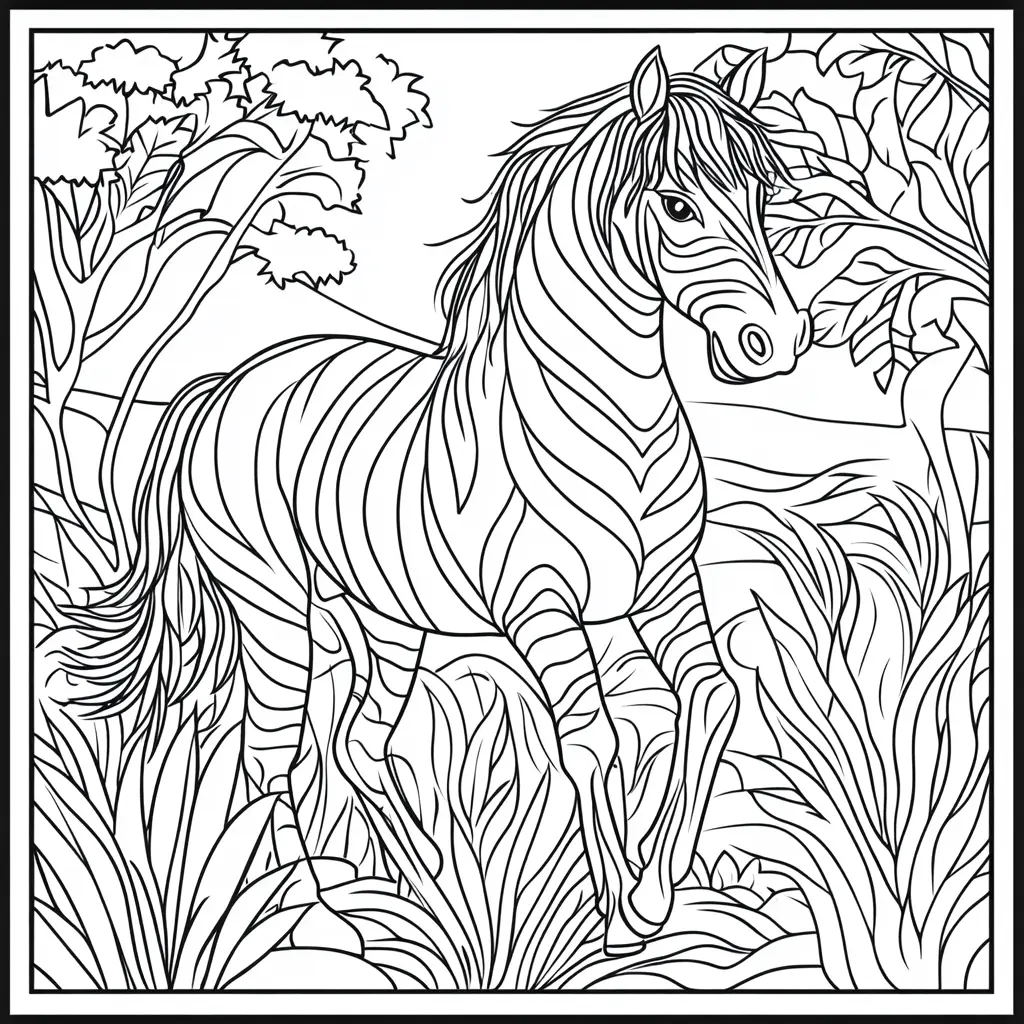 Caballo guardián del bosque: Dibujos de caballos para colorear ❤️ | Minenito