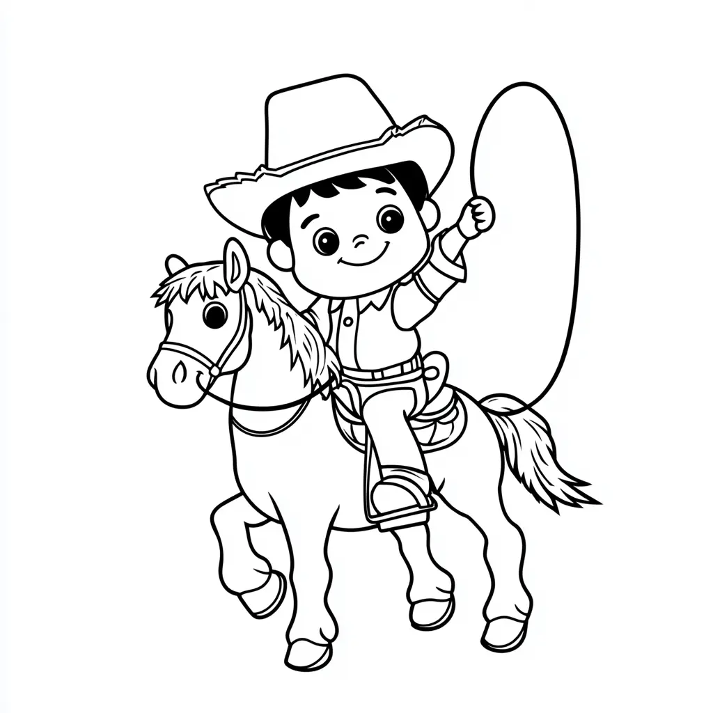 Caballo infantil y vaquero: Dibujos de caballos para colorear ❤️ | Minenito