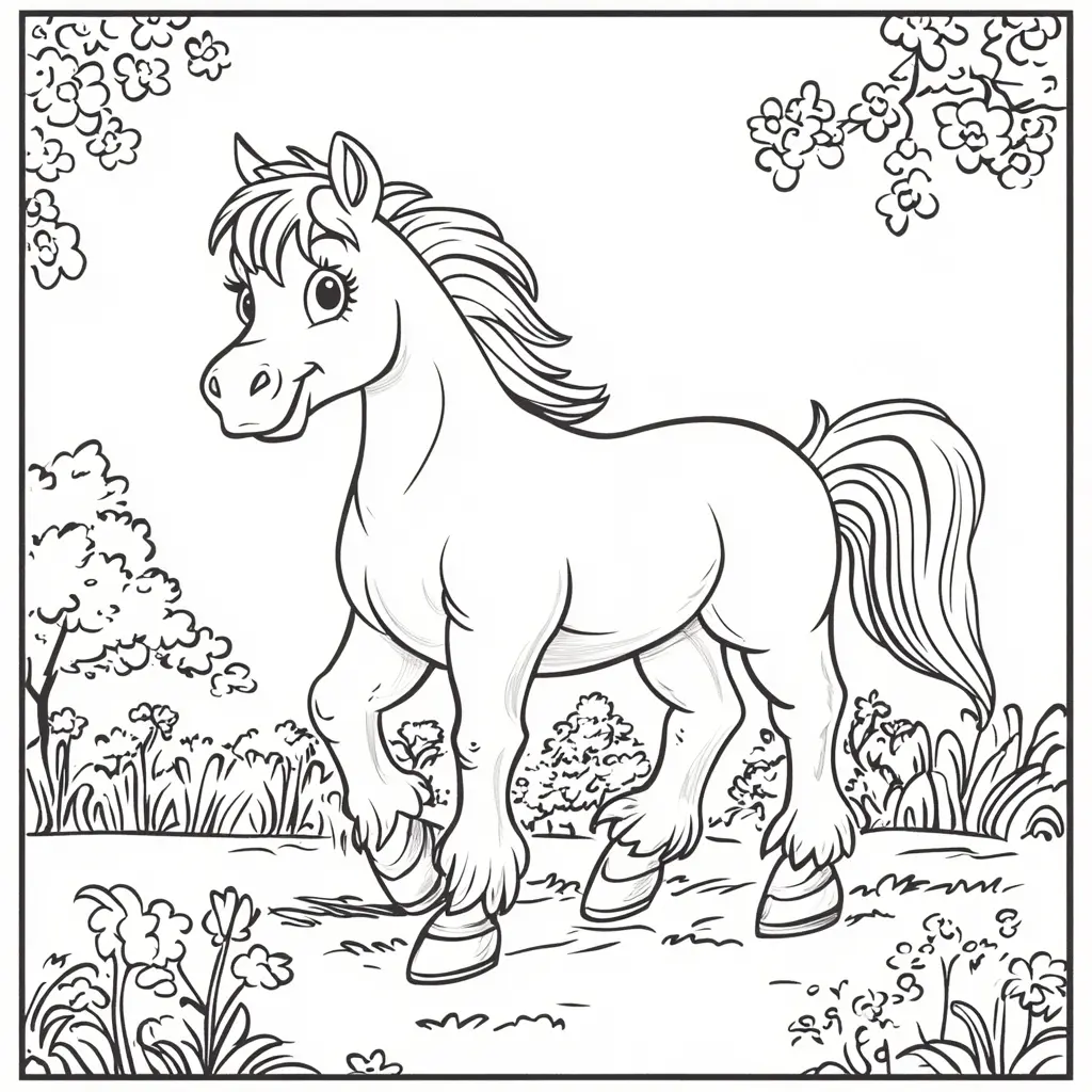 Caballo paseando: Dibujos de caballos para colorear ❤️ | Minenito