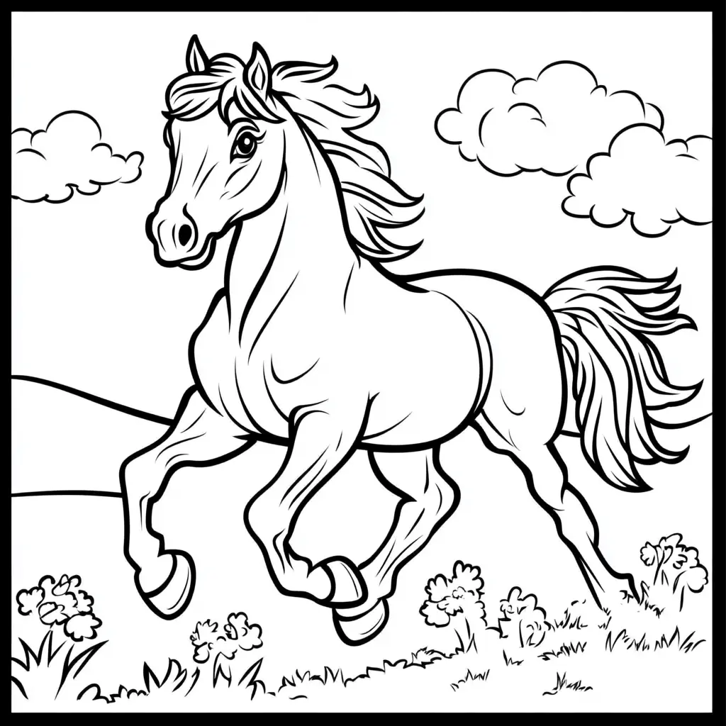 Caballo salvaje: Dibujos de caballos para colorear ❤️ | Minenito