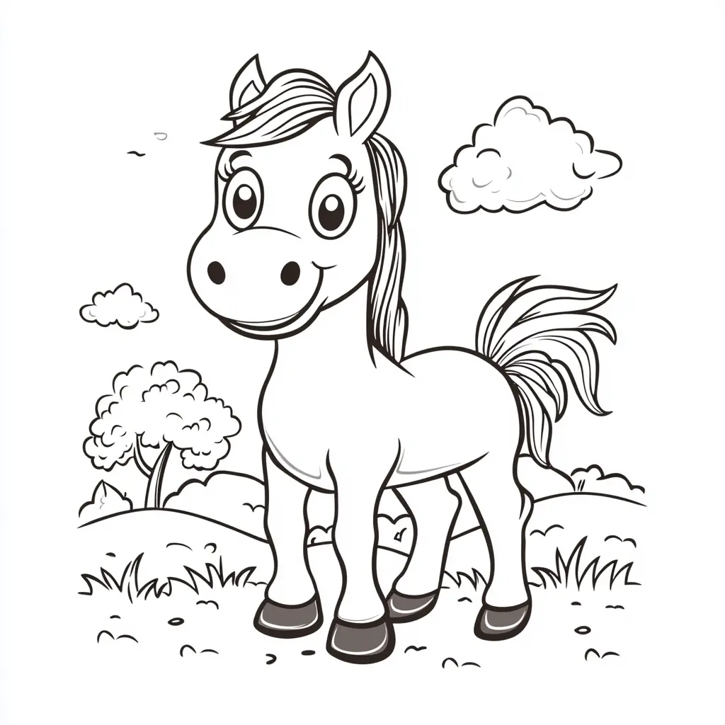 Caballo simpático: Dibujos de caballos para colorear ❤️ | Minenito