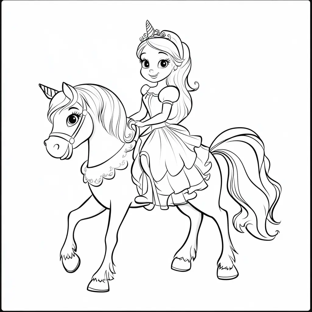 Caballo y princesa: Dibujos de caballos para colorear ❤️ | Minenito