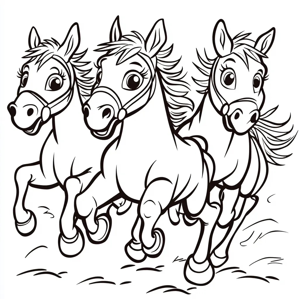 Caballos galopando: Dibujos de caballos para colorear ❤️ | Minenito