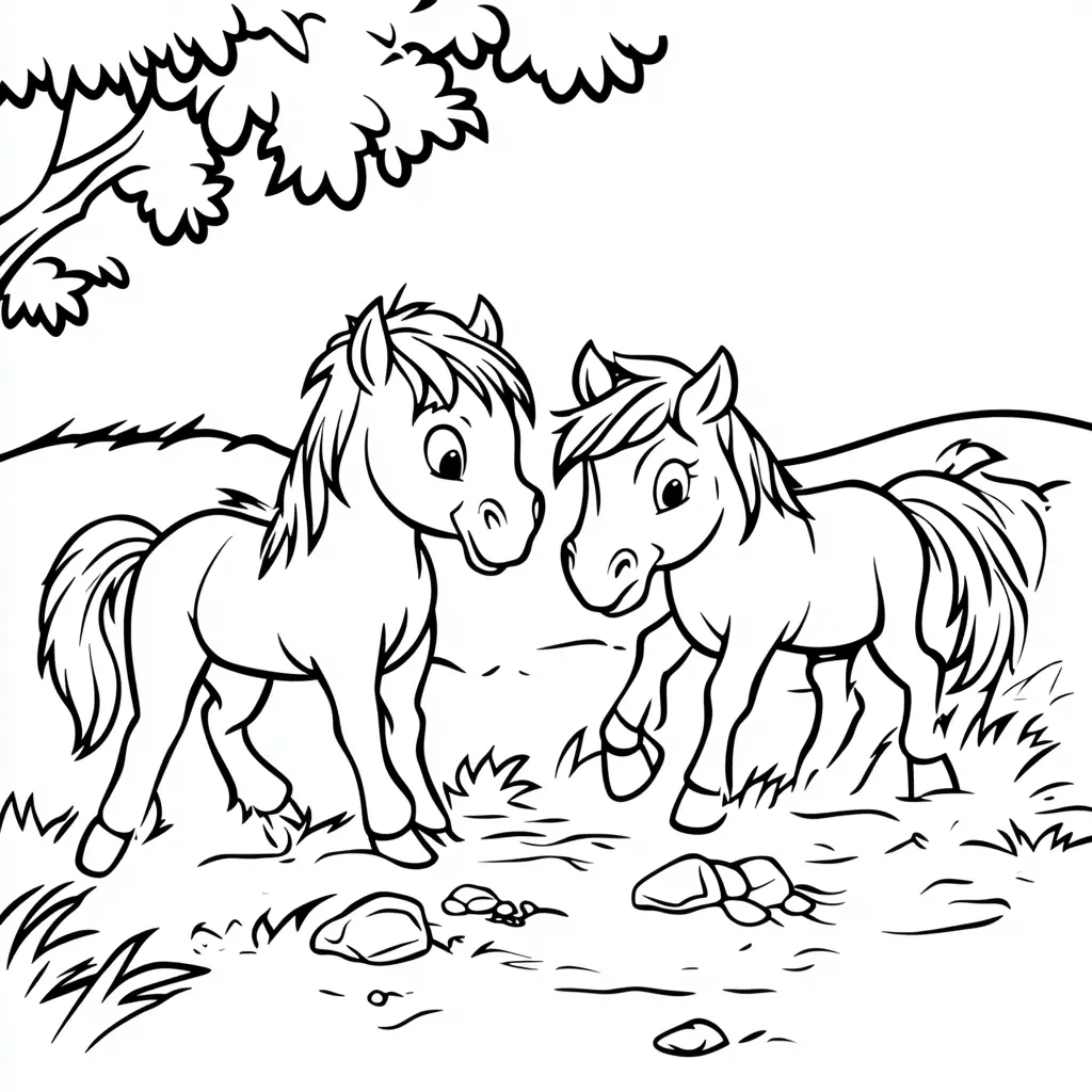 Caballos paseando: Dibujos de caballos para colorear ❤️ | Minenito