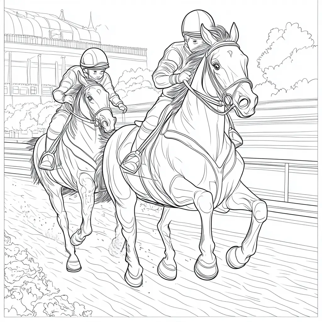 Carrera de caballos: Dibujos de caballos para colorear ❤️ | Minenito