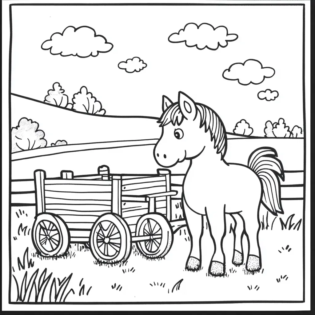 Carro y caballo: Dibujos de caballos para colorear ❤️ | Minenito