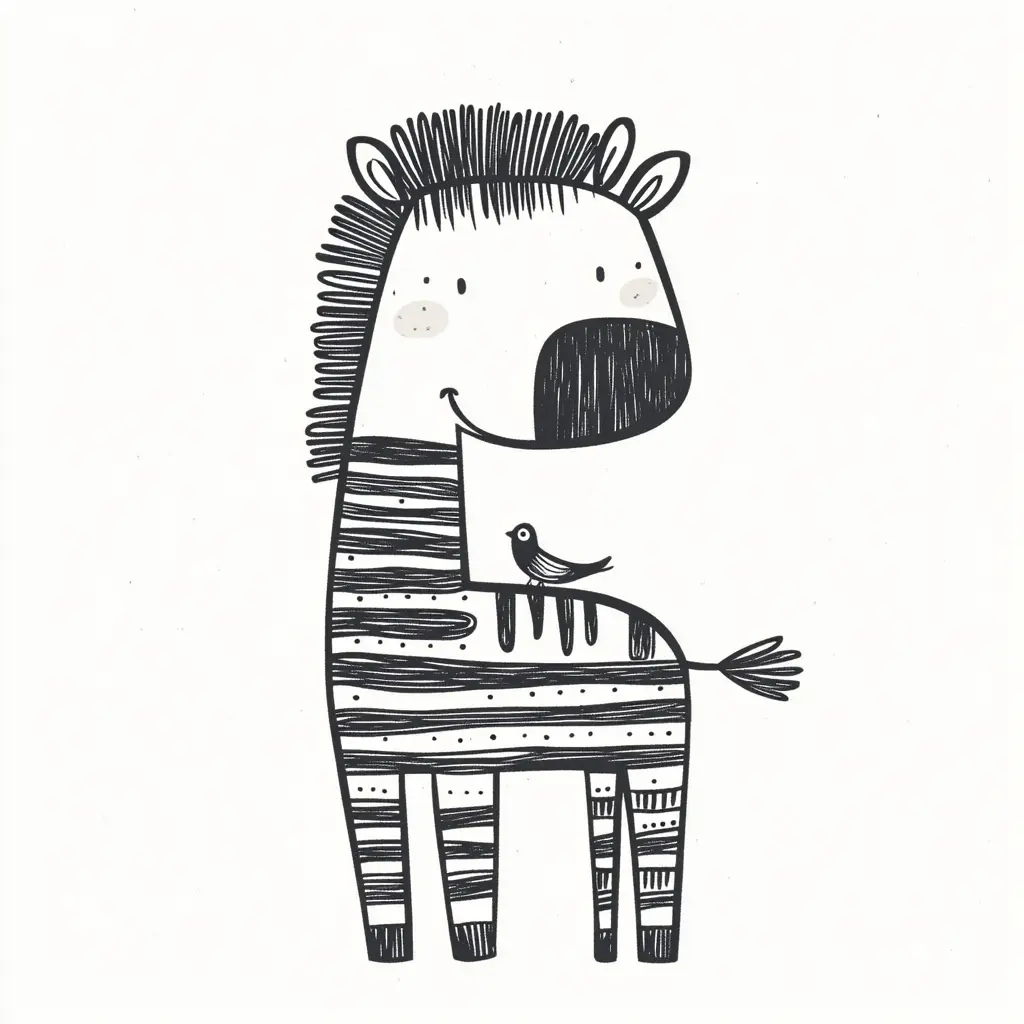 "Cebra amigable con su pájaro de compañía" Dibujos de cebras para colorear ❤️ | Minenito