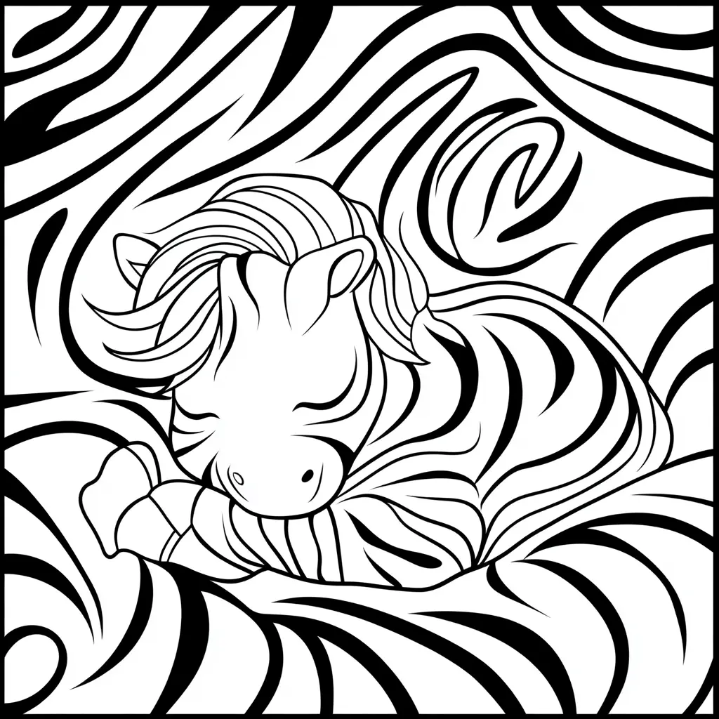 "Cebra con sueño en rayas" Dibujos de cebras para colorear ❤️ | Minenito