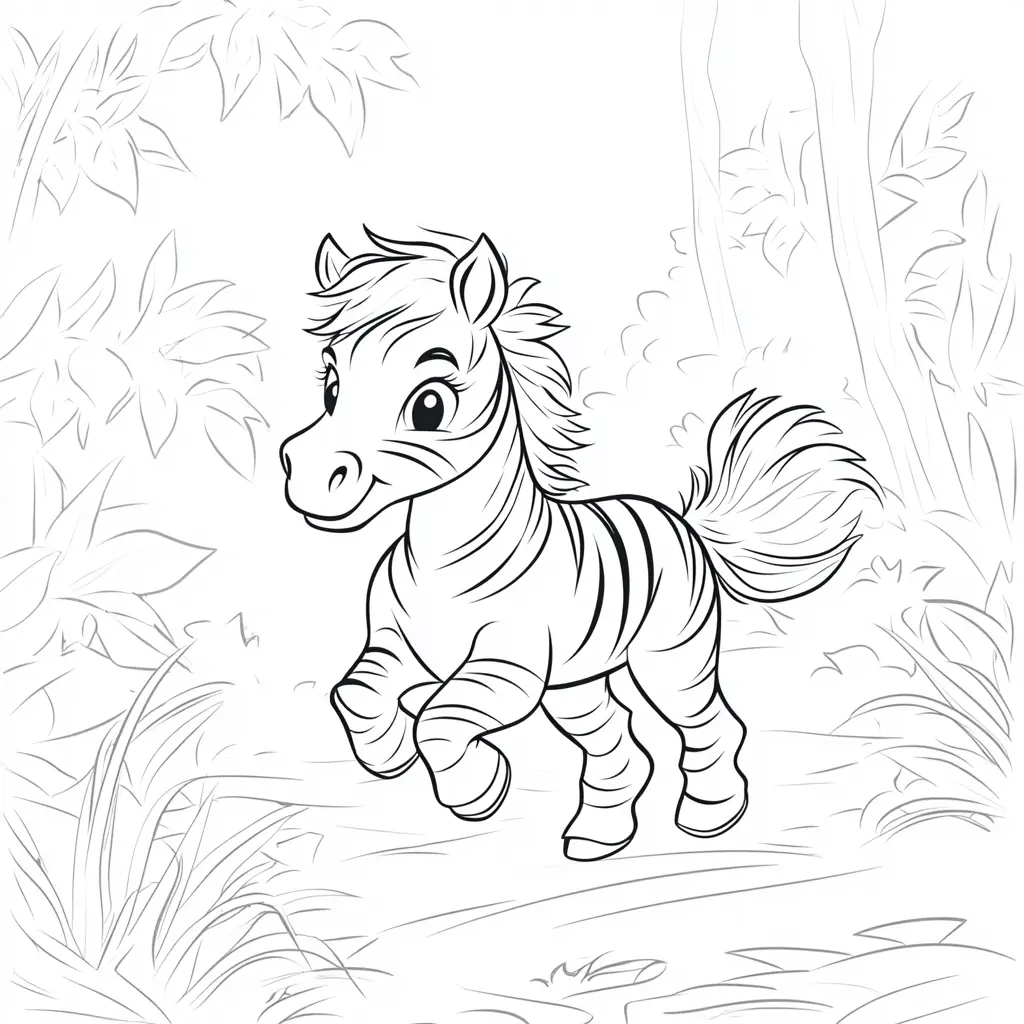 "Cebra corriendo en el bosque" Dibujos de cebras para colorear ❤️ | Minenito