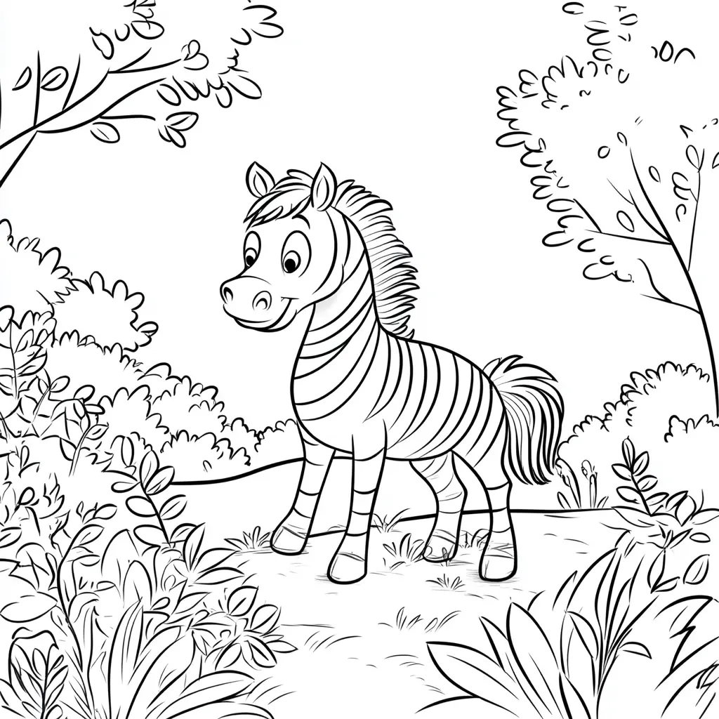 "Cebra feliz en el bosque" Dibujos de cebras para colorear ❤️ | Minenito