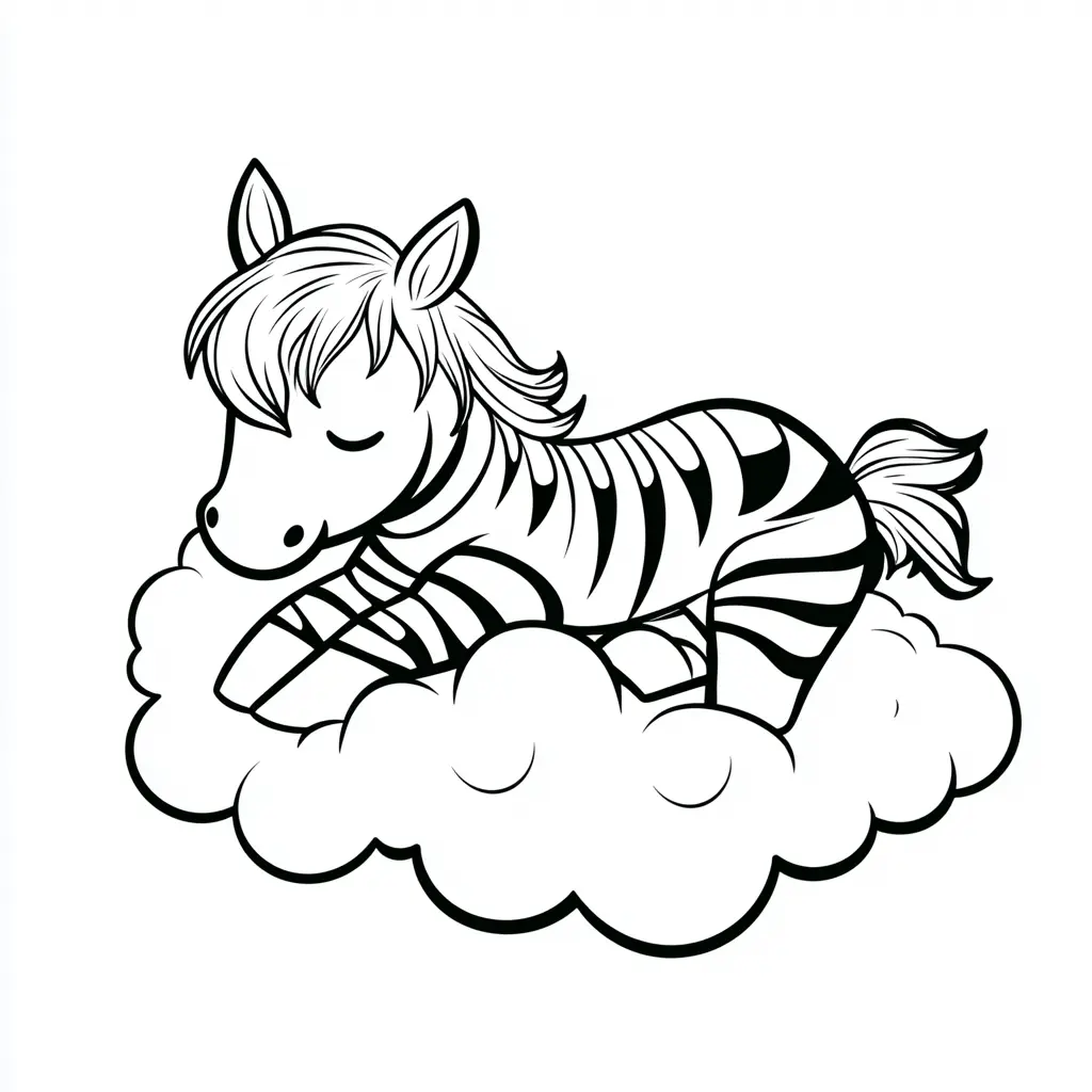"Cebra soñando en una nube" Dibujos de cebras para colorear ❤️ | Minenito