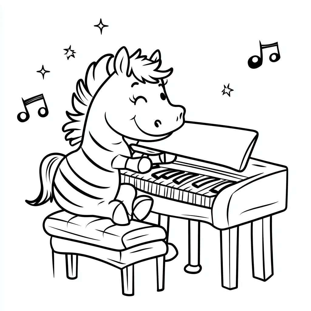 "Cebra tocando el piano" Dibujos de cebras para colorear ❤️ | Minenito