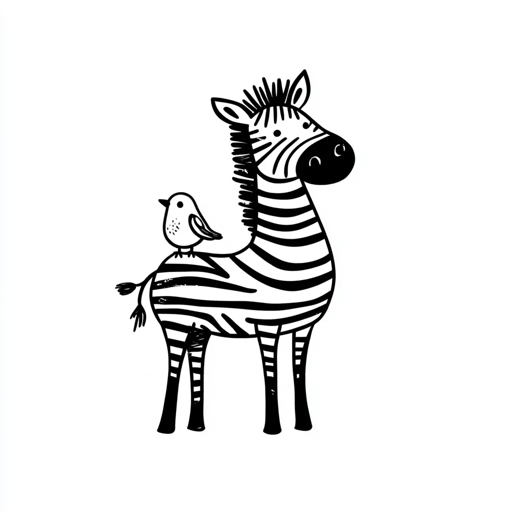 "Cebra y pajarito" Dibujos de cebras para colorear ❤️ | Minenito