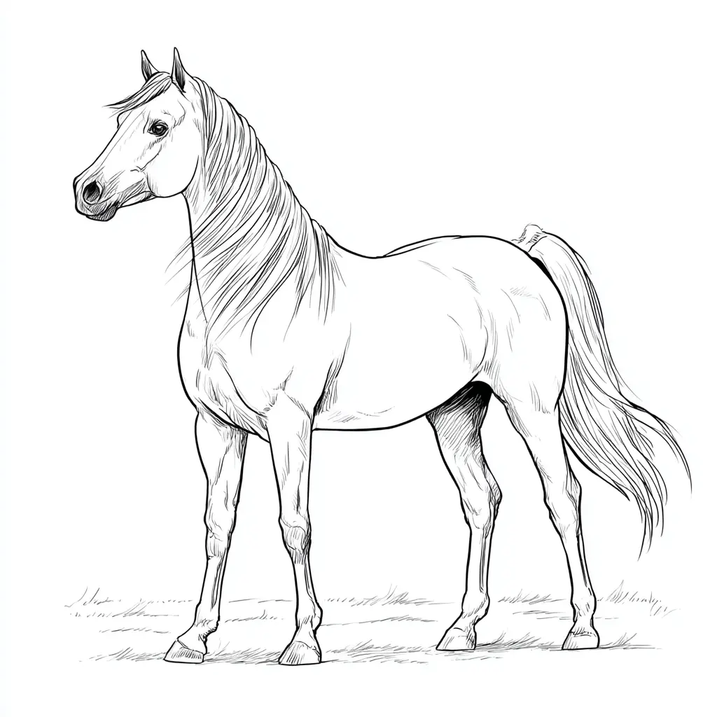 Dibujo de caballo árabe para colorear ❤️ | Minenito