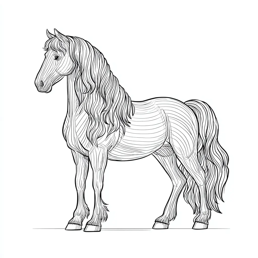 Caballo Frisón para colorear ❤️ | Minenito