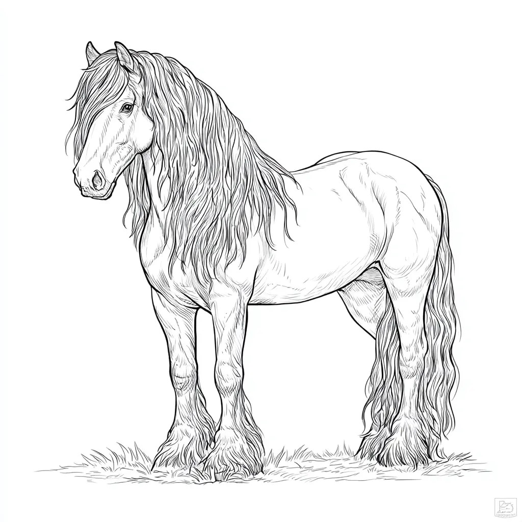 Caballo Frisón para colorear ❤️ | Minenito