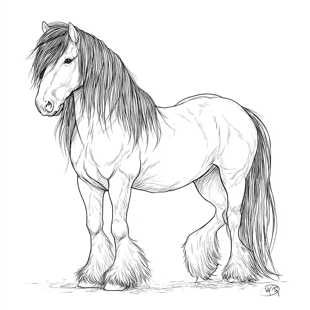 Caballo Gypsy Vanner para colorear ❤️ | Minenito