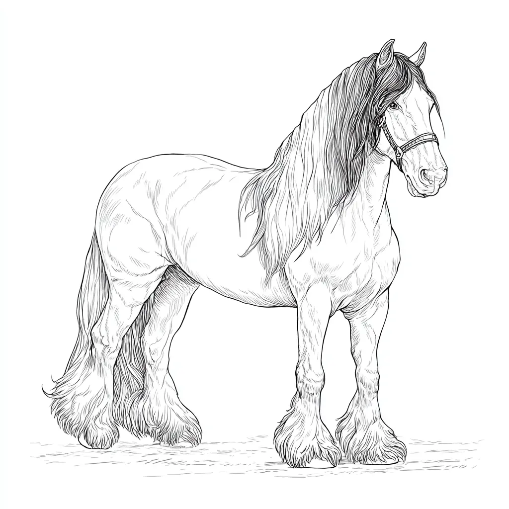 Caballo Gypsy Vanner para colorear ❤️ | Minenito