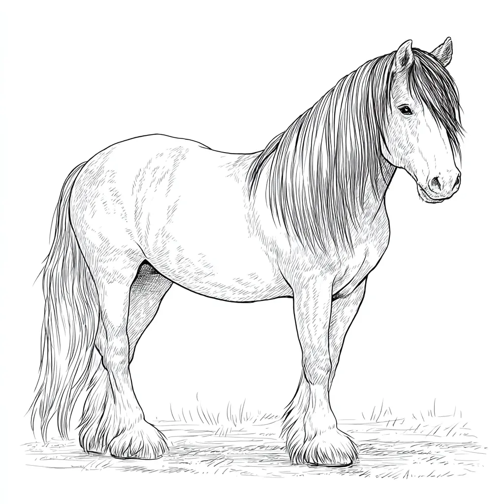 Caballo Gypsy Vanner para colorear ❤️ | Minenito