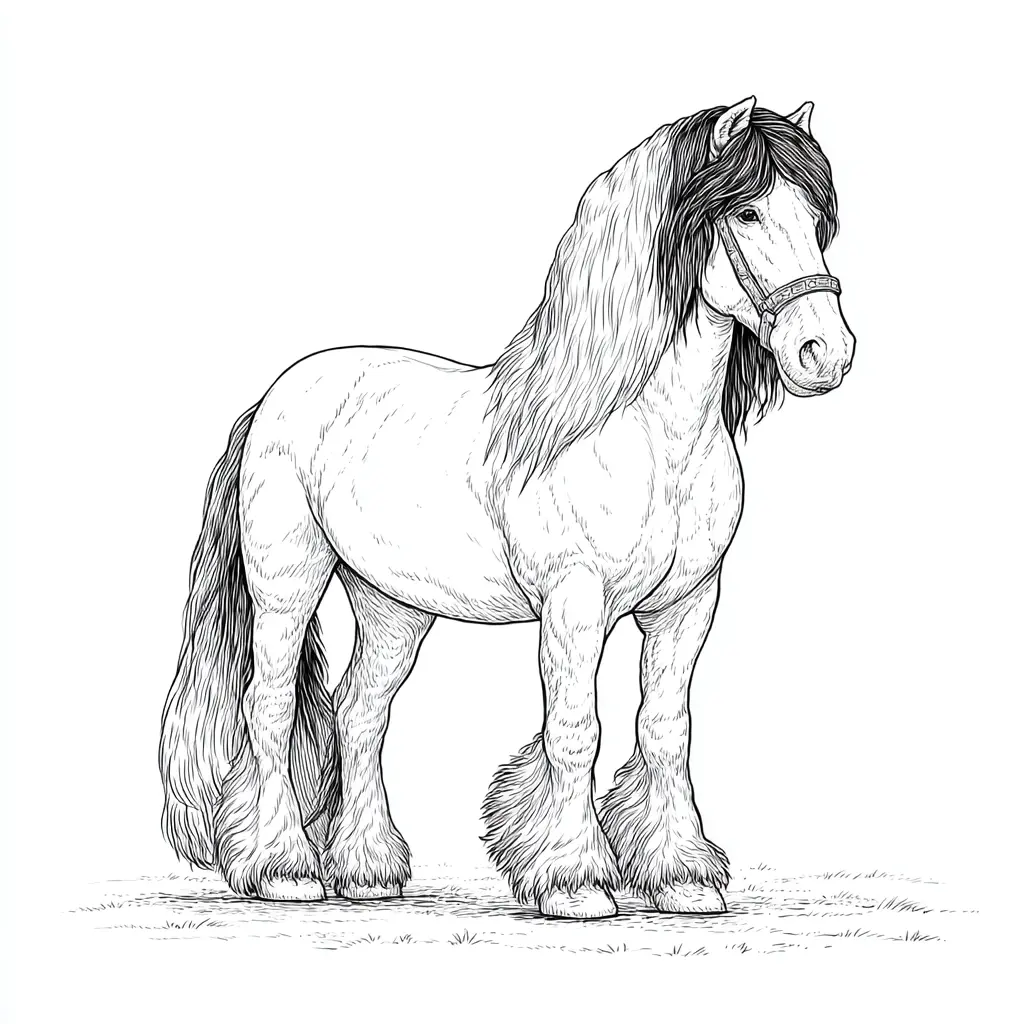 Caballo Gypsy Vanner para colorear ❤️ | Minenito