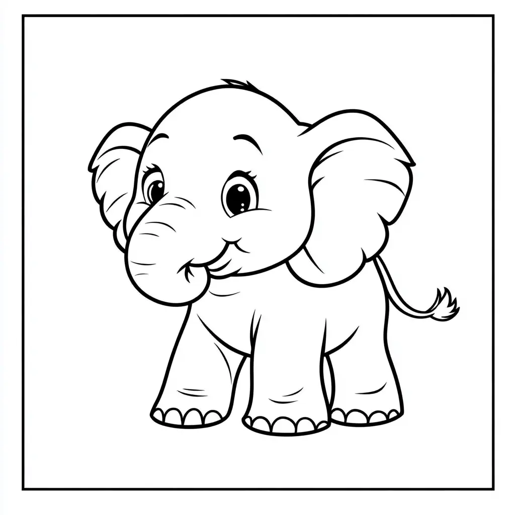 "Elefante Bebé Sonriente" Dibujos de elefantes para colorear ❤️ | Minenito