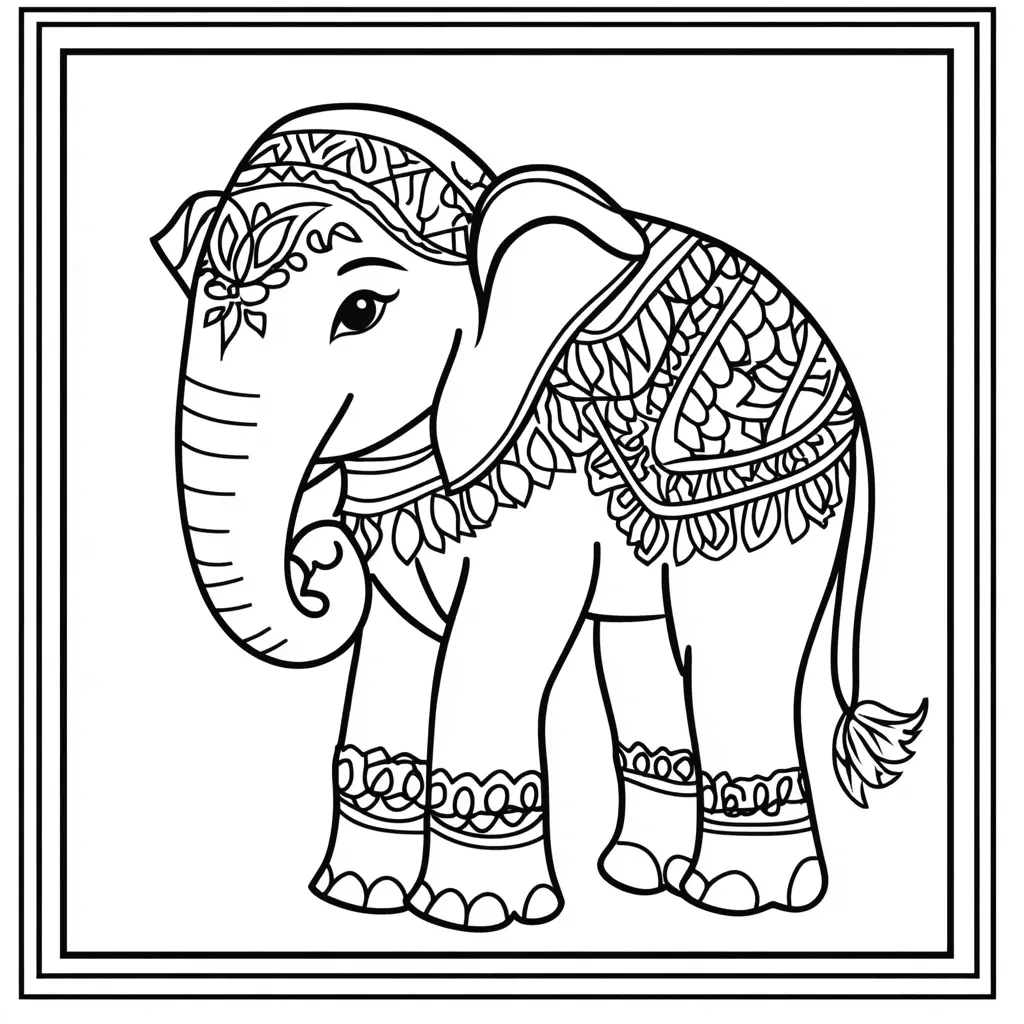 "Elefante de los Sueños Orientales" Dibujos de elefantes para colorear ❤️ | Minenito