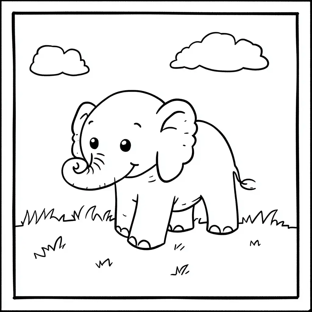 "El Elefante Feliz del Bosque" Dibujos de elefantes para colorear ❤️ | Minenito