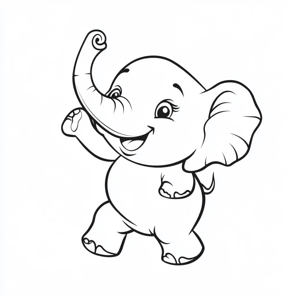 "Elefante Bebé Feliz y Juguetón" Dibujos de elefantes para colorear ❤️ | Minenito