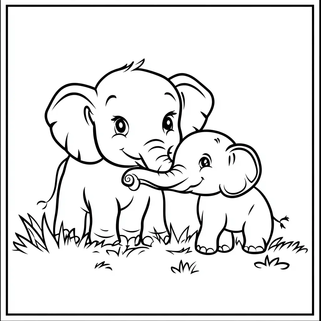 "El Amor de Mamá Elefante" Dibujos de elefantes para colorear ❤️ | Minenito
