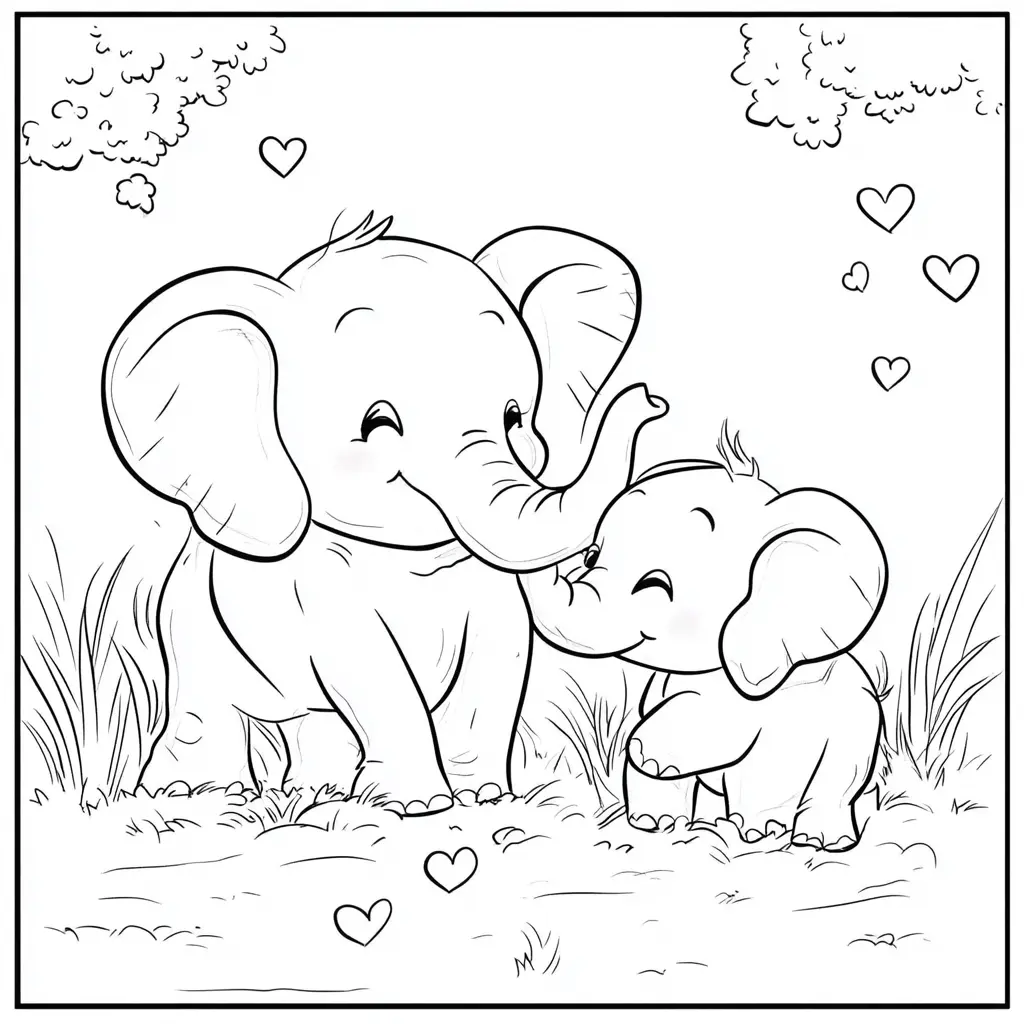 "Familia de Elefantes en la Naturaleza" Dibujos de elefantes para colorear ❤️ | Minenito