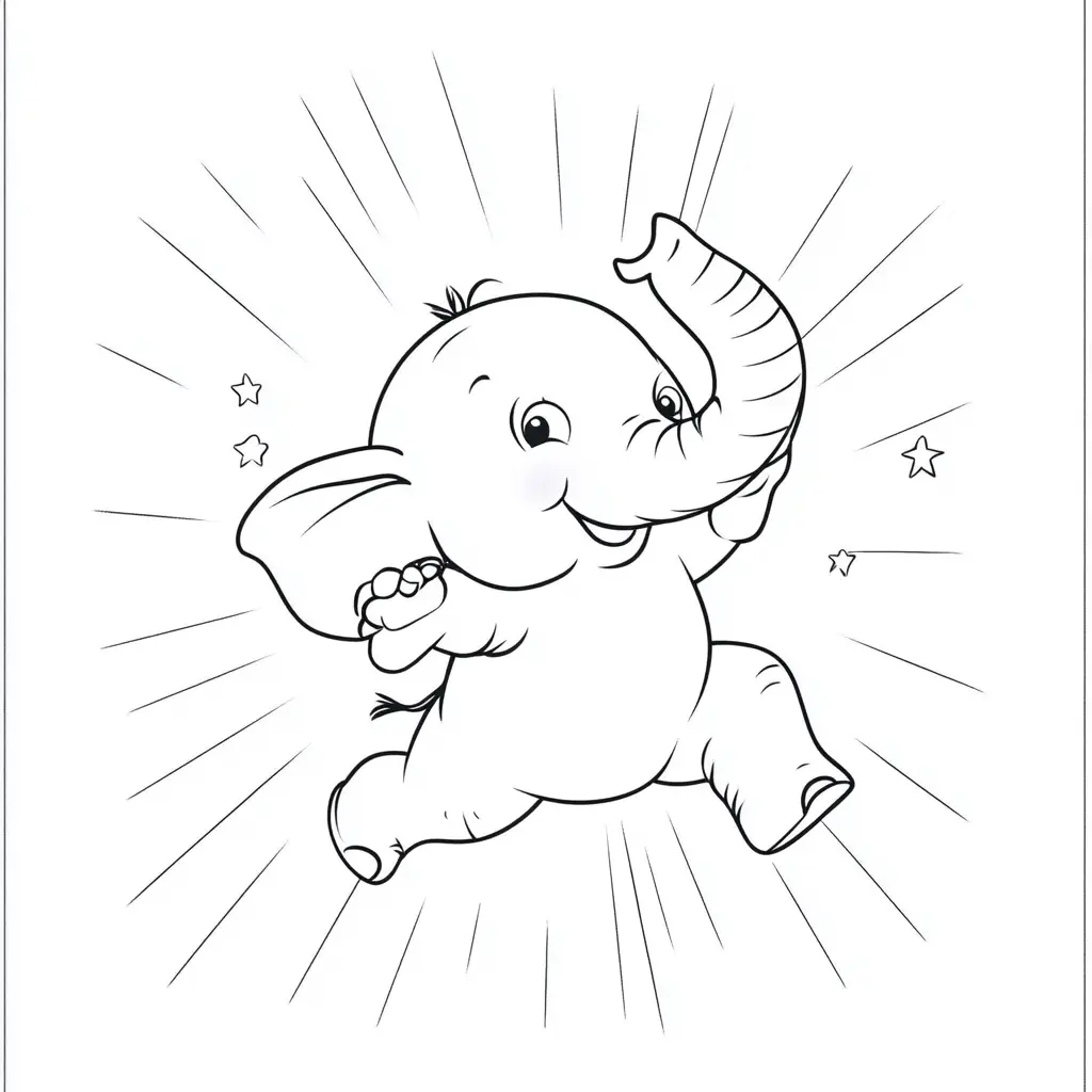 "Elefante Bebé Saltando con Alegría" Dibujos de elefantes para colorear ❤️ | Minenito