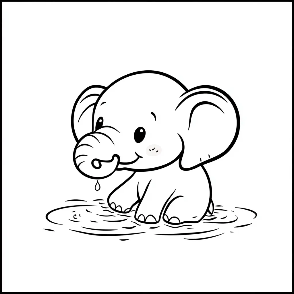 "El Elefante que Ama el Agua" Dibujos de elefantes para colorear ❤️ | Minenito