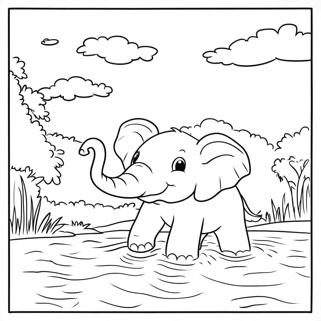 "¡Mira al Elefante Salpicar!" Dibujos de elefantes para colorear ❤️ | Minenito