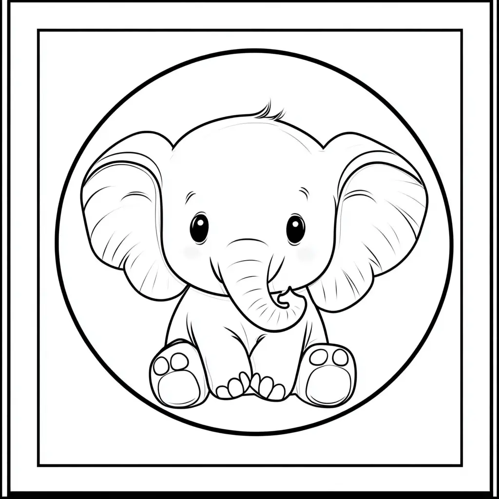 "Elefante Bebé en el Círculo Mágico" Dibujos de elefantes para colorear ❤️ | Minenito