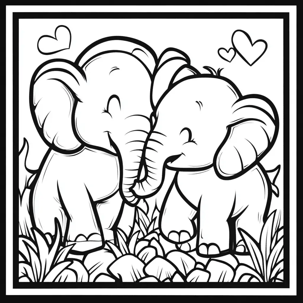 "Amor en la Naturaleza" Dibujos de elefantes para colorear ❤️ | Minenito