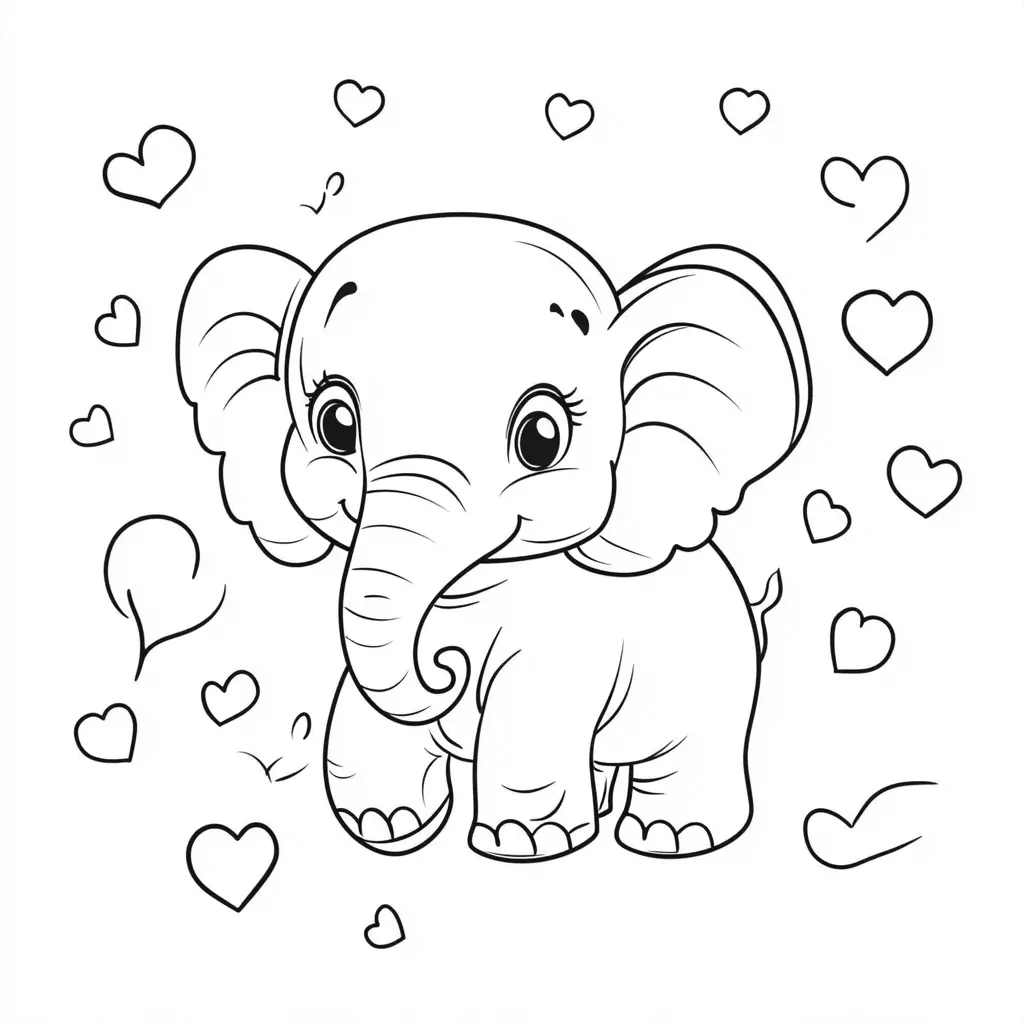 "¡Mira al Elefante con los Corazones!" Dibujos de elefantes para colorear ❤️ | Minenito