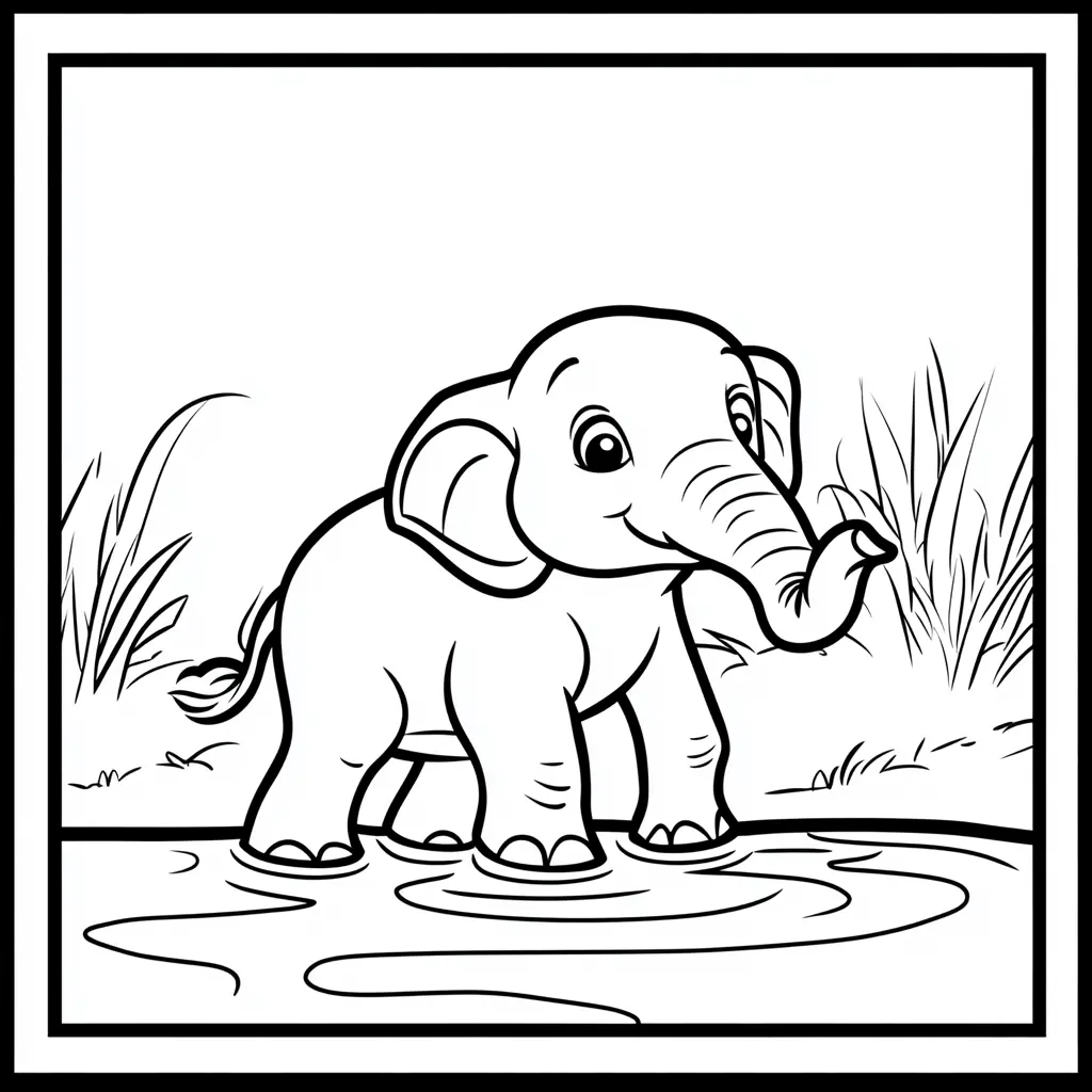 "El Elefante que Ama el Agua" Dibujos de elefantes para colorear ❤️ | Minenito