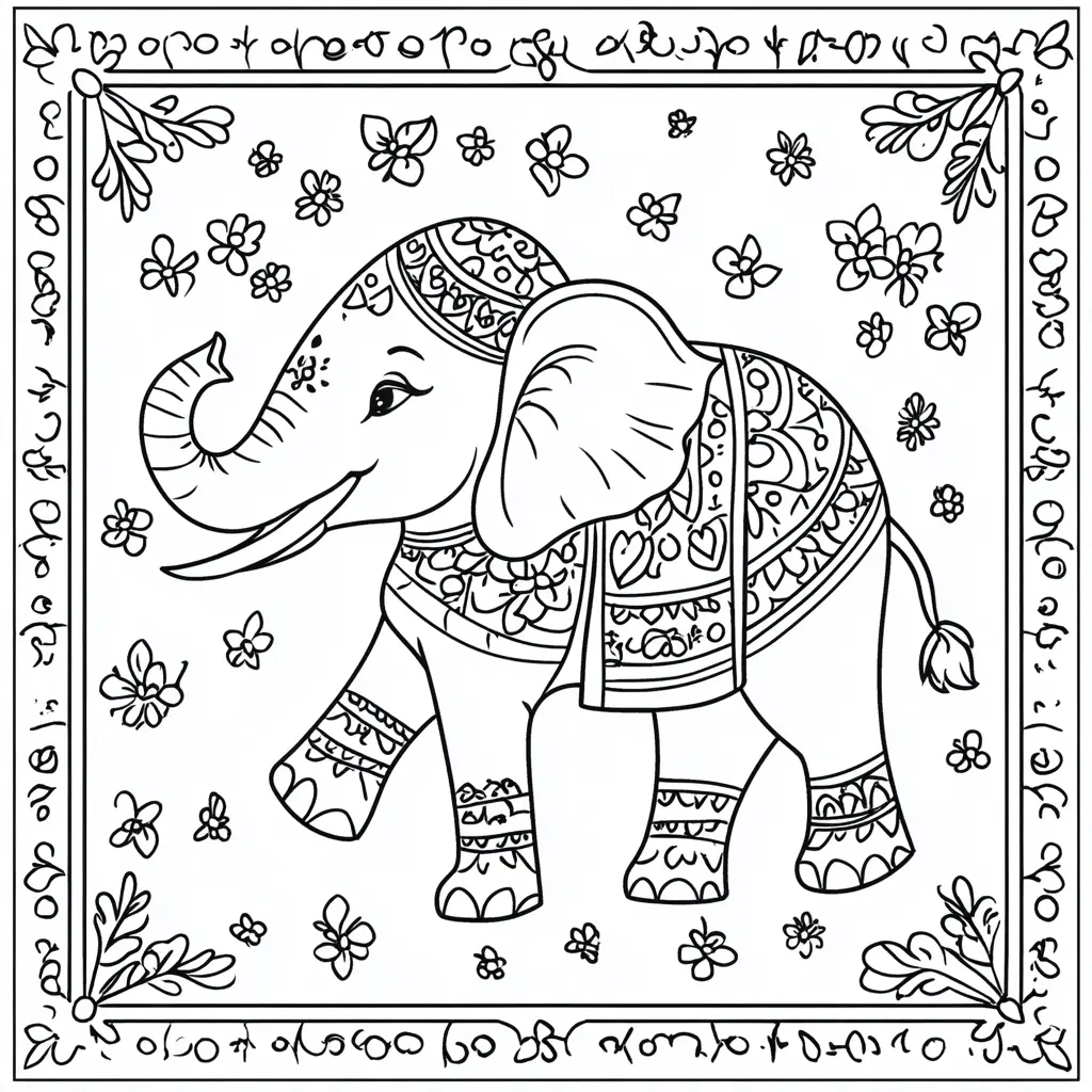 "¡El Elefante Más Brillante del Desfile!" Dibujos de elefantes para colorear ❤️ | Minenito