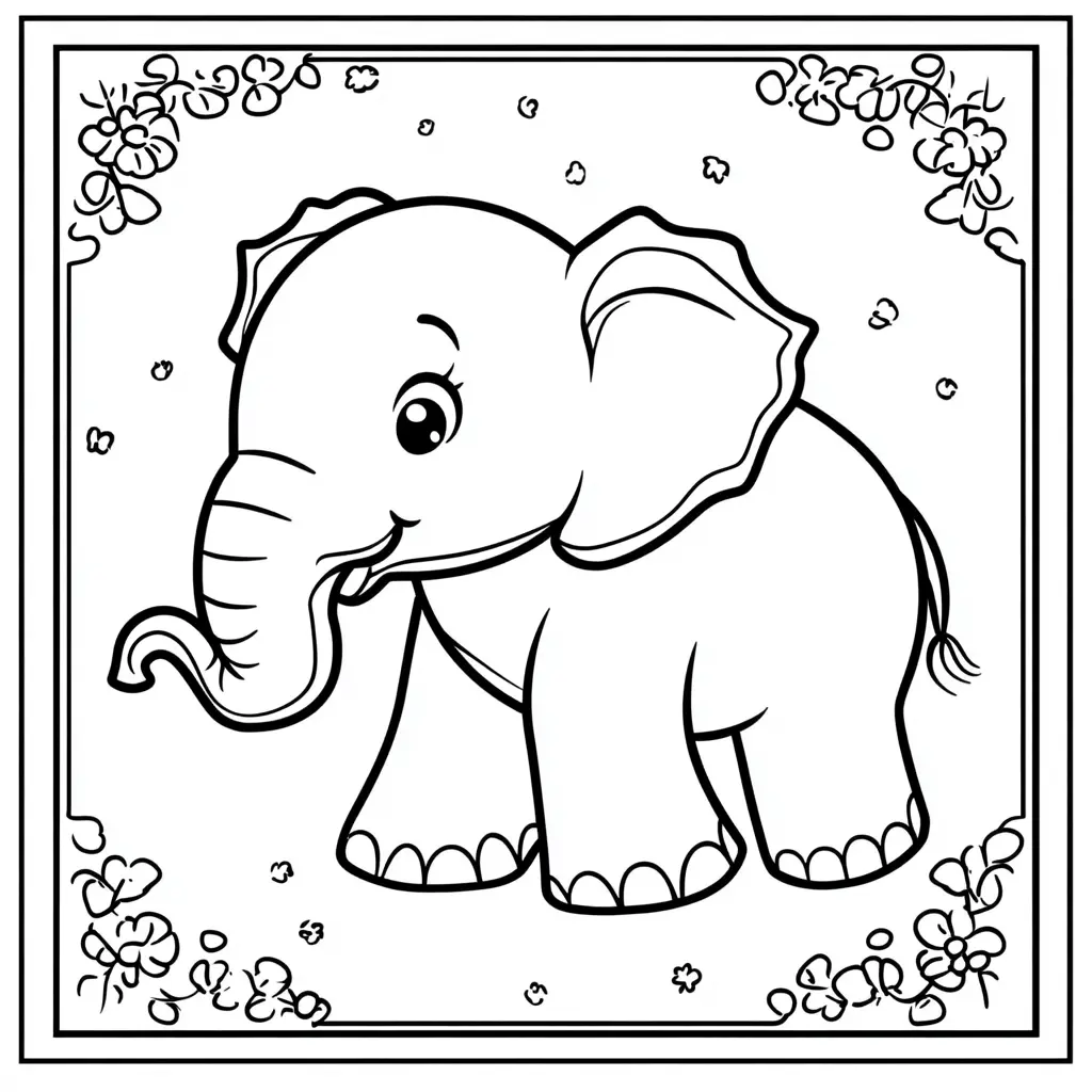 "Elefante Bebé en Primavera" Dibujos de elefantes para colorear ❤️ | Minenito