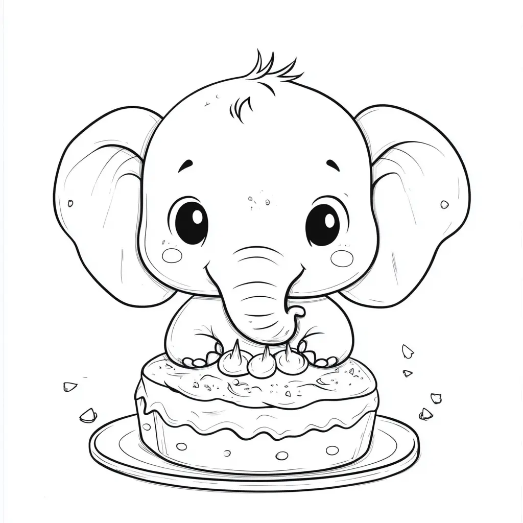 "Fiesta de Cumpleaños del Elefante Bebé" Dibujos de elefantes para colorear ❤️ | Minenito
