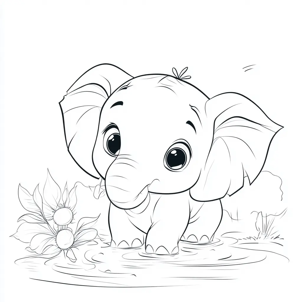"El Elefante que Ama el Agua" Dibujos de elefantes para colorear ❤️ | Minenito