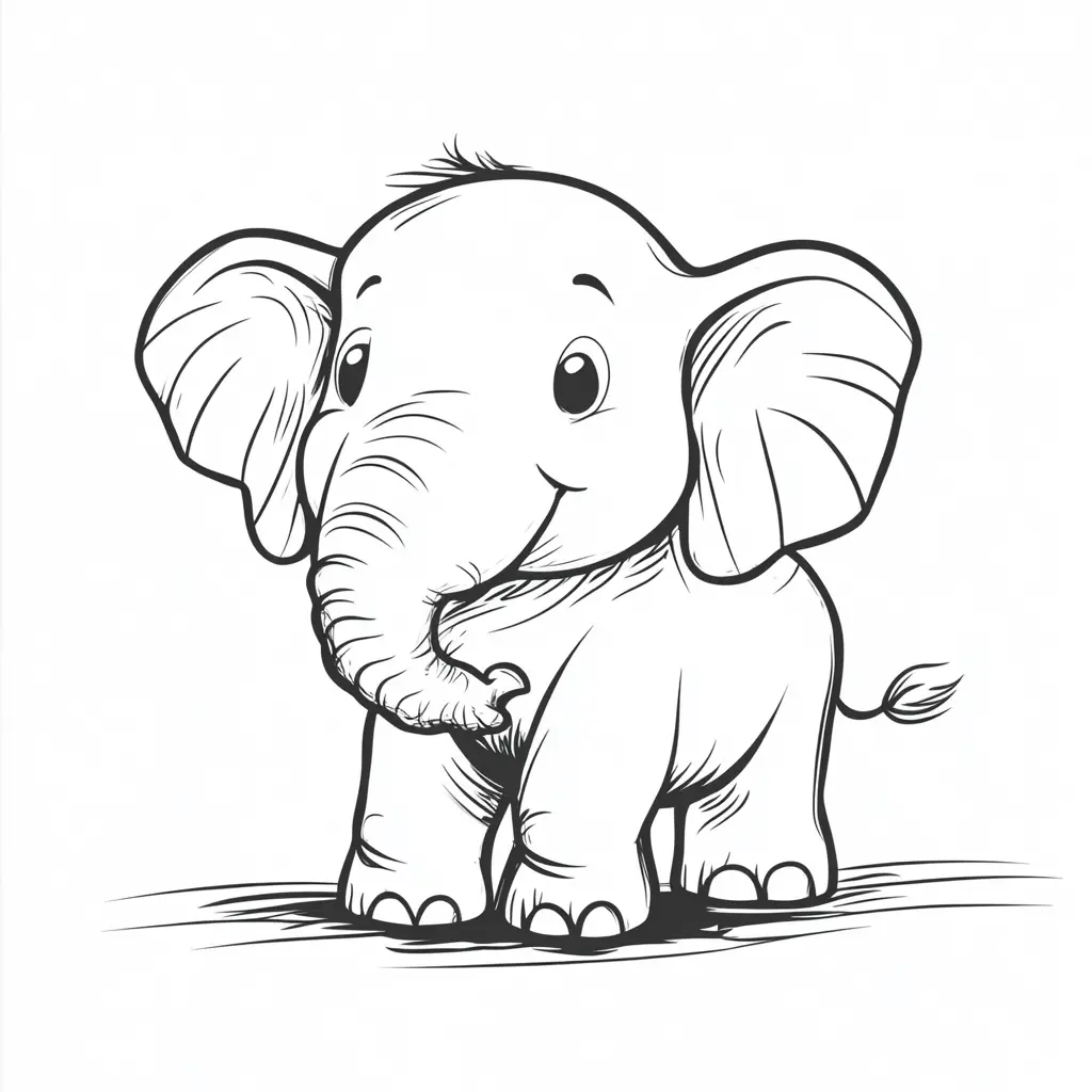 "Elefante Bebé Caminando con Suavidad" Dibujos de elefantes para colorear ❤️ | Minenito
