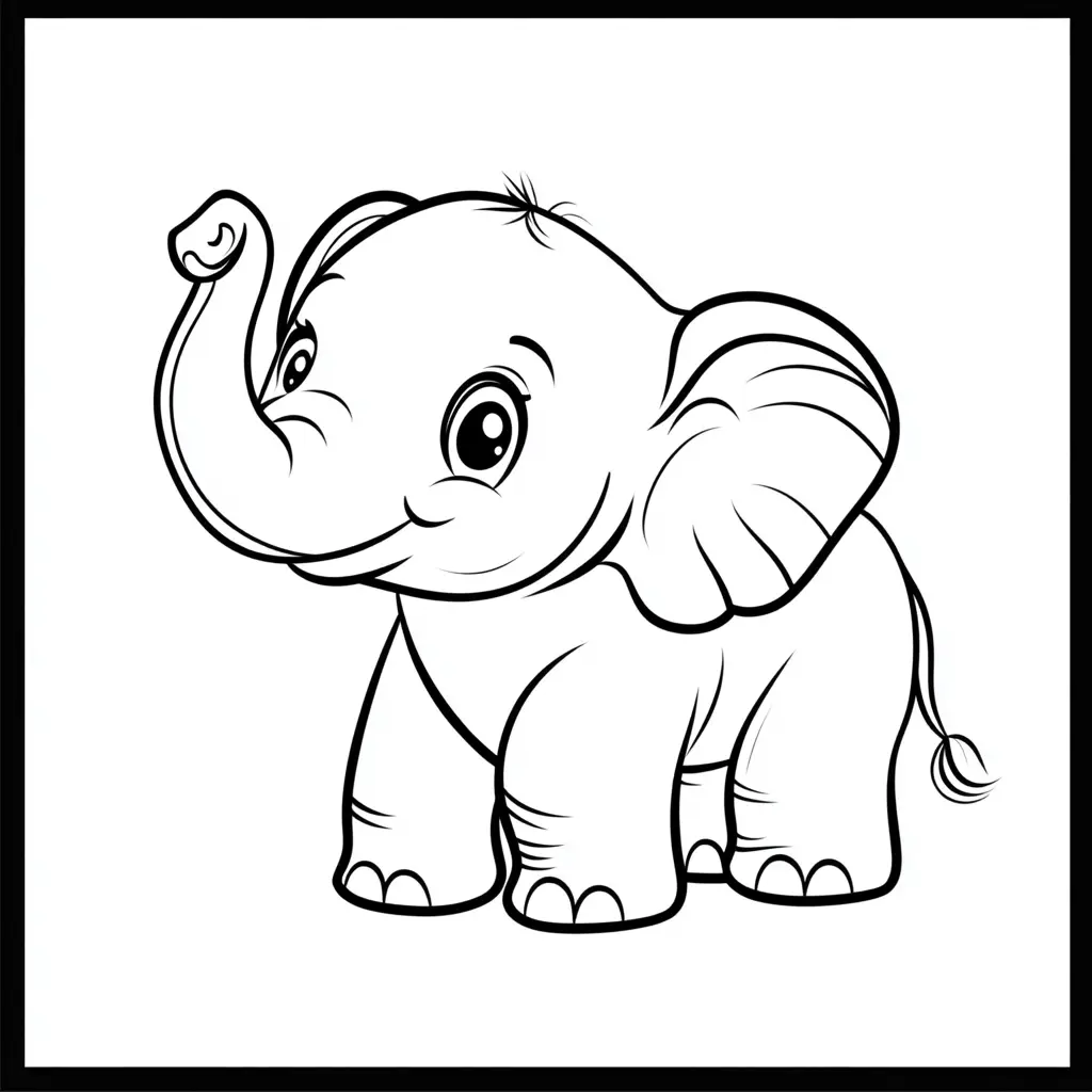"Elefante Bebé en Modo Felicidad" Dibujos de elefantes para colorear ❤️ | Minenito