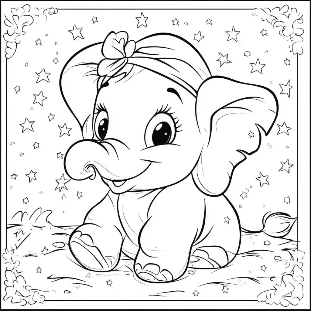 "El elefante estrella" Dibujos de elefantes para colorear ❤️ | Minenito