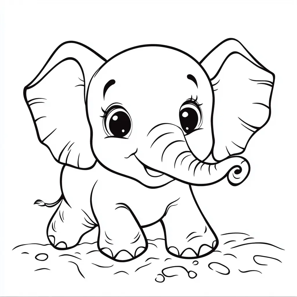 "El pequeño elefante feliz" Dibujos de elefantes para colorear ❤️ | Minenito