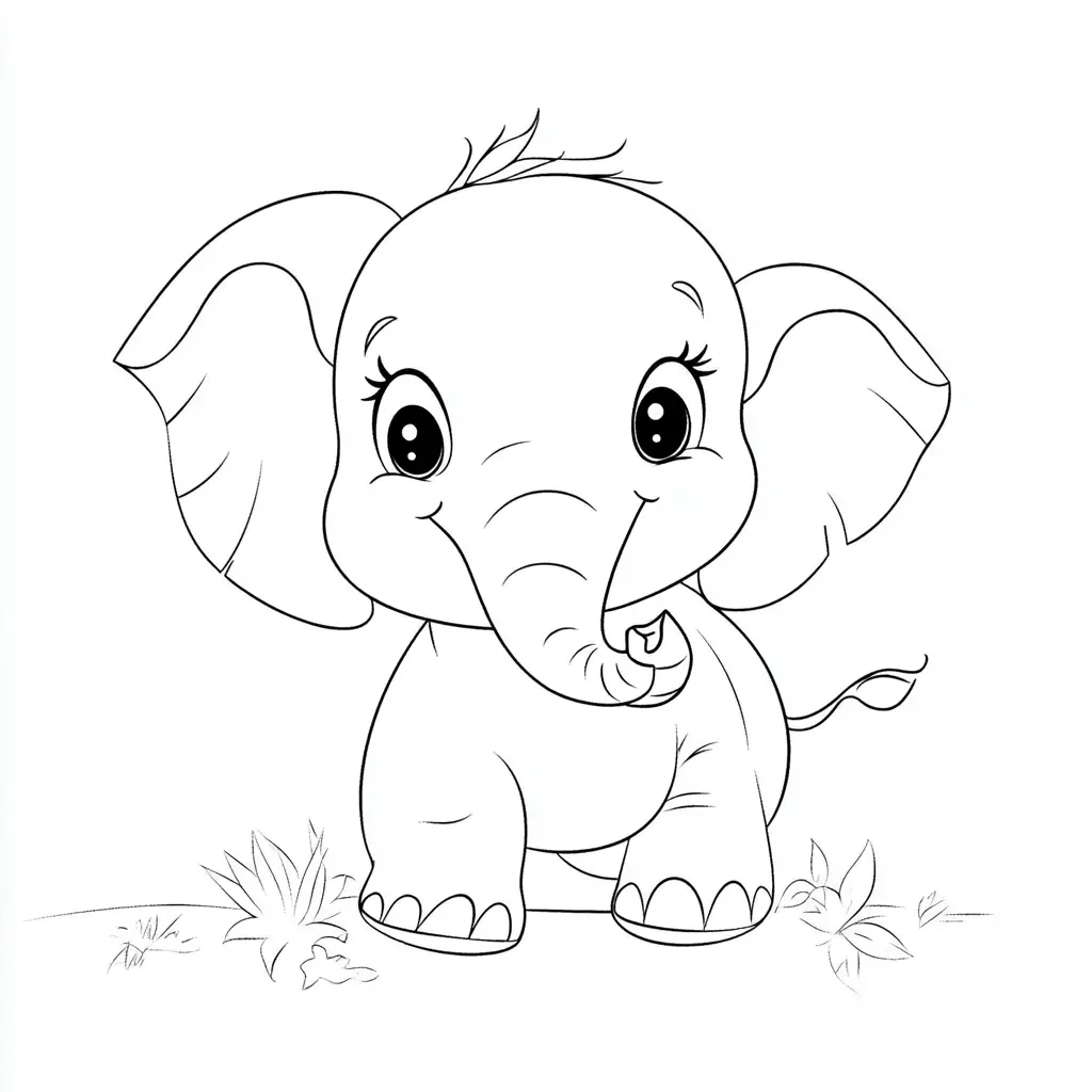 "El elefante bebé curioso" Dibujos de elefantes para colorear ❤️ | Minenito