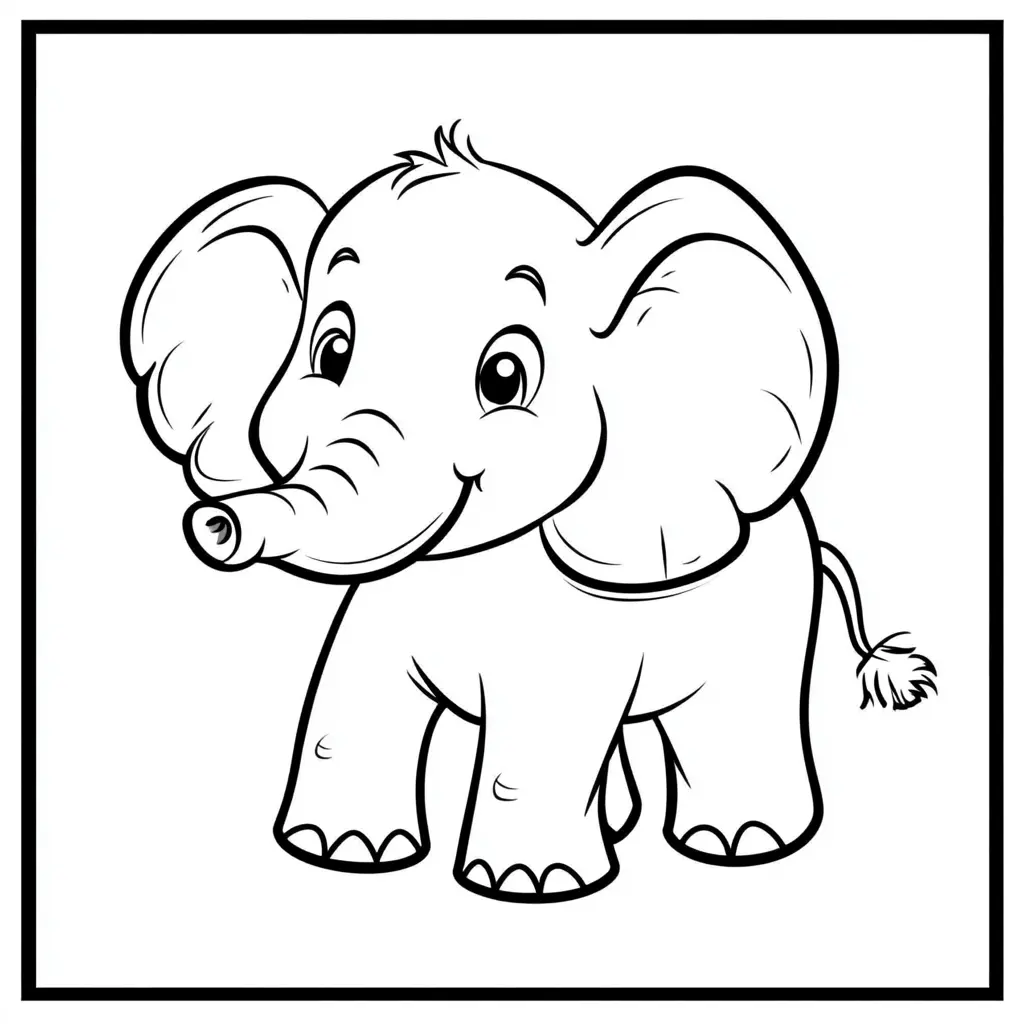 "El elefante bebé sonriente" Dibujos de elefantes para colorear ❤️ | Minenito